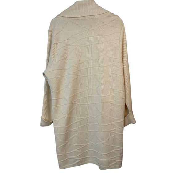 Gispa Wool Cardigan Textured XL Oversized Shawl Collar Beige Italy RAA10425 - Picture 6 of 6